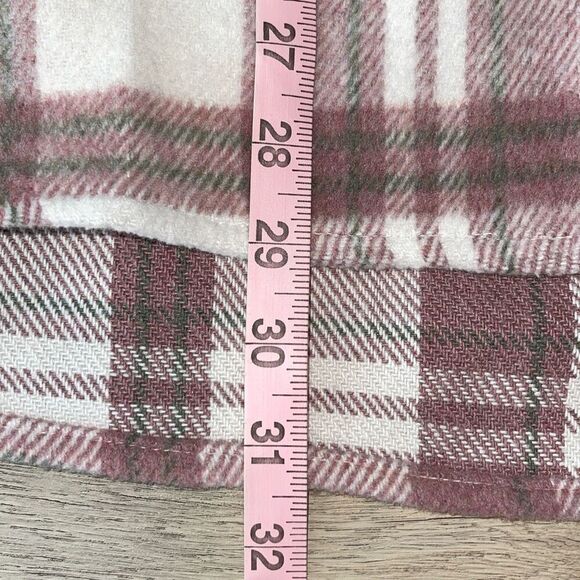 Mud Pie Womens Plaid Balloon Long‎ Sleeve Flannel Shirt Dusty Rose Size Large - Picture 10 of 10